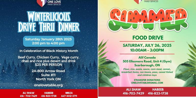 One Love Family Services Menu