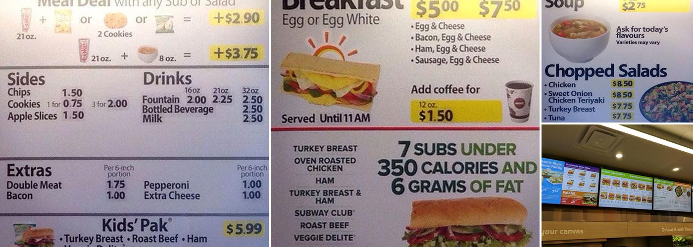 Subway Menu