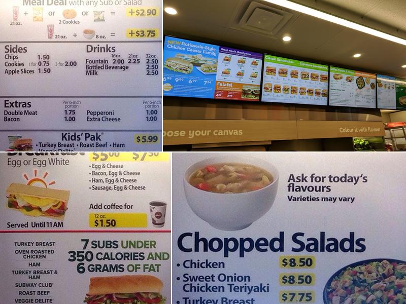 Subway Menu