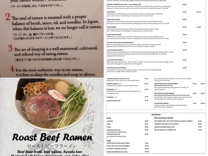 Kyouka Ramen Menu