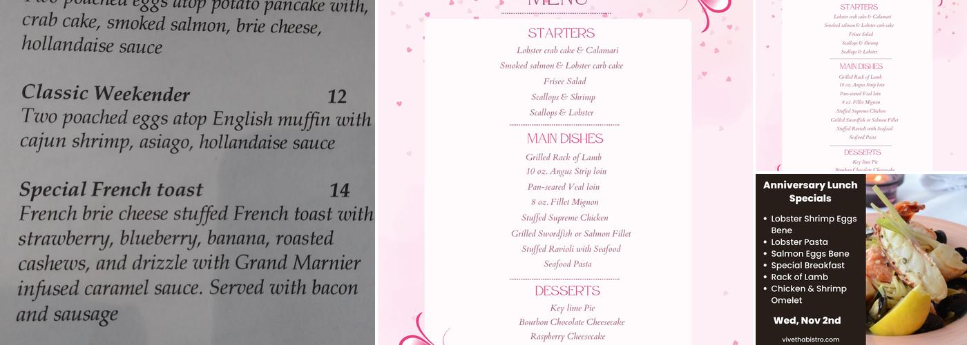 ViVetha Bistro Menu