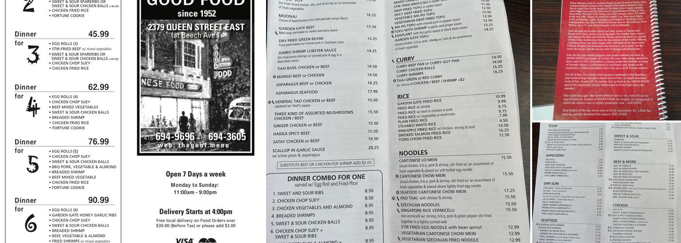 Garden Gate Restaurant Menu