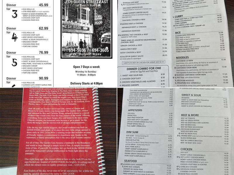 Garden Gate Restaurant Menu