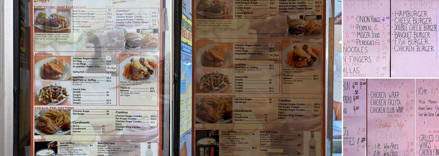 Duffy's Drive-In Restaurant Menu