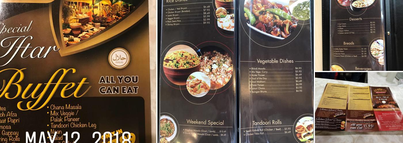 Shalimar Grill and Banquet Menu