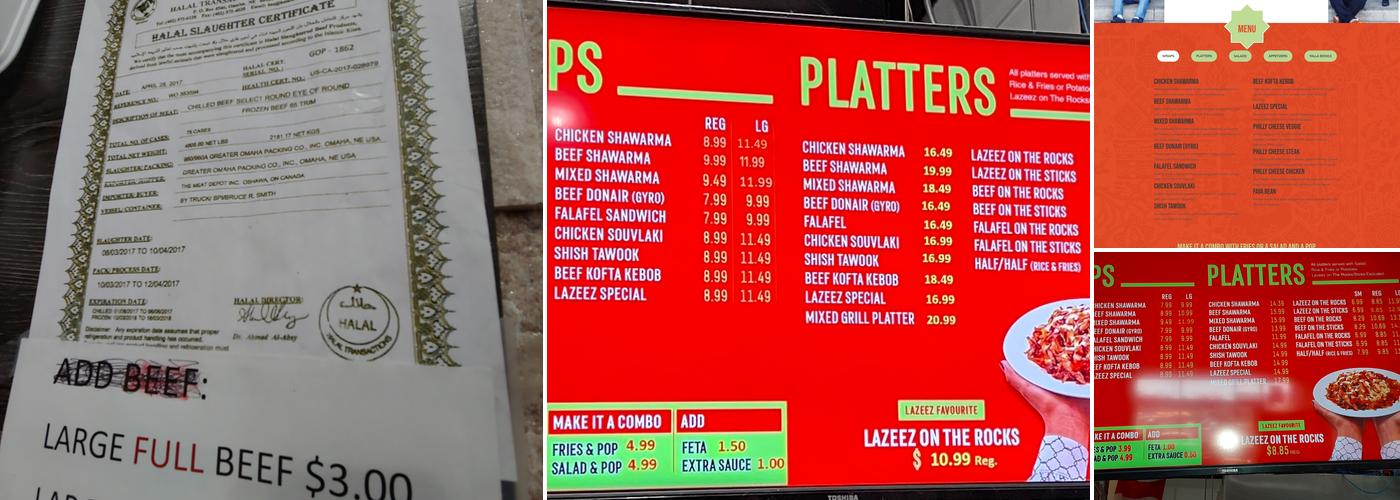 Lazeez Shawarma Menu