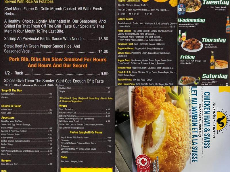 Shot House Bar & Grill Menu