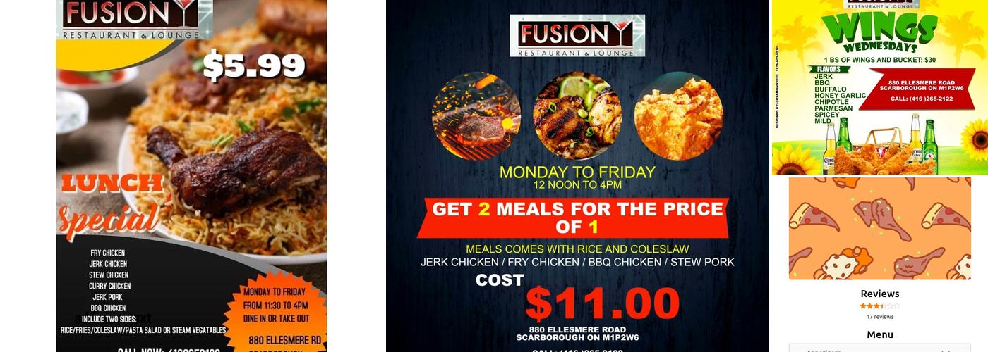 Fusion Restaurant And Lounge Menu