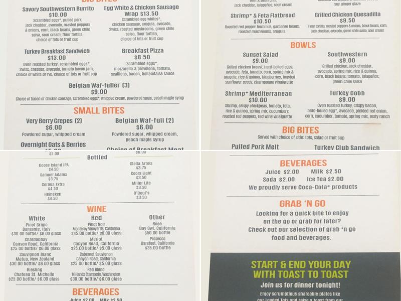 Toast to Toast Breakfast, Bites & Bar Menu