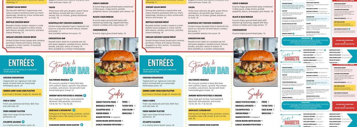 Skipjack's Crab Deck Menu