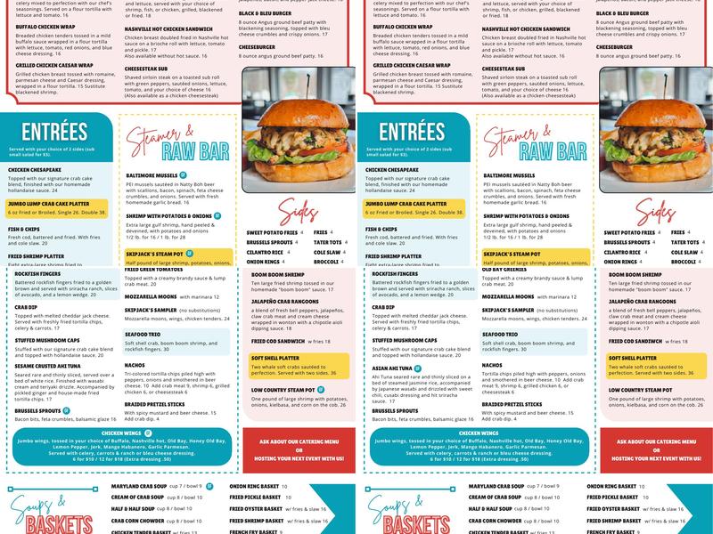 Skipjack's Crab Deck Menu