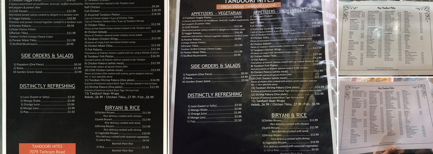 New Tandoori Nites Menu