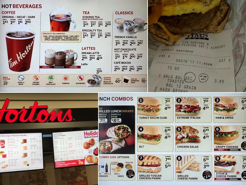 Tim Hortons Menu