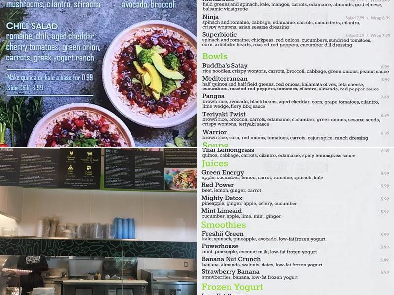 Freshii Menu