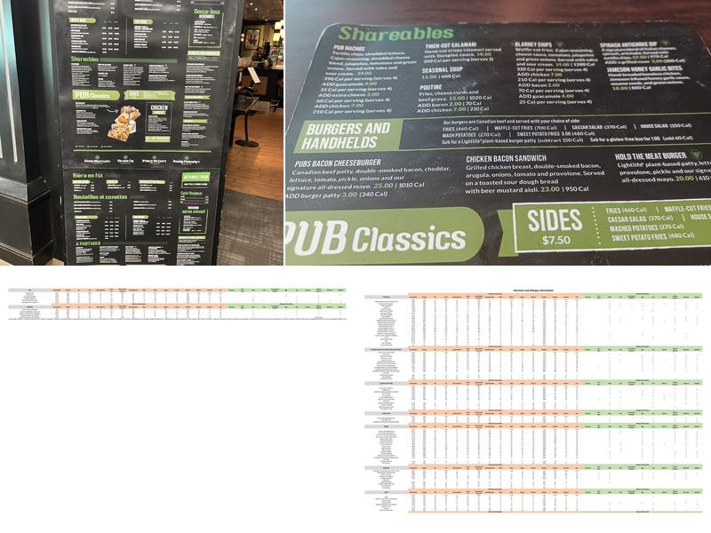 Fionn MacCool's Menu