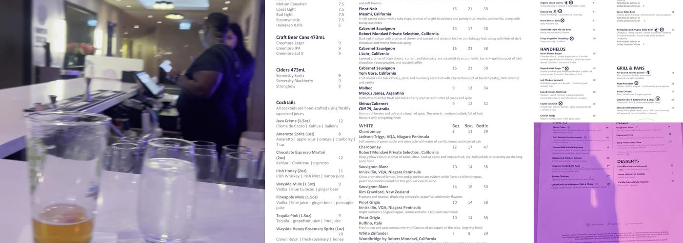 Wayside Social - Eatery Cafe Bar Menu