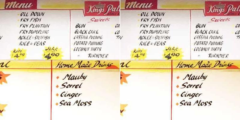 King's Palace Menu
