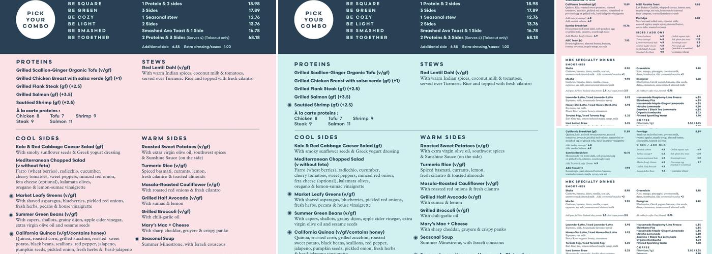 Mary Be Kitchen Menu