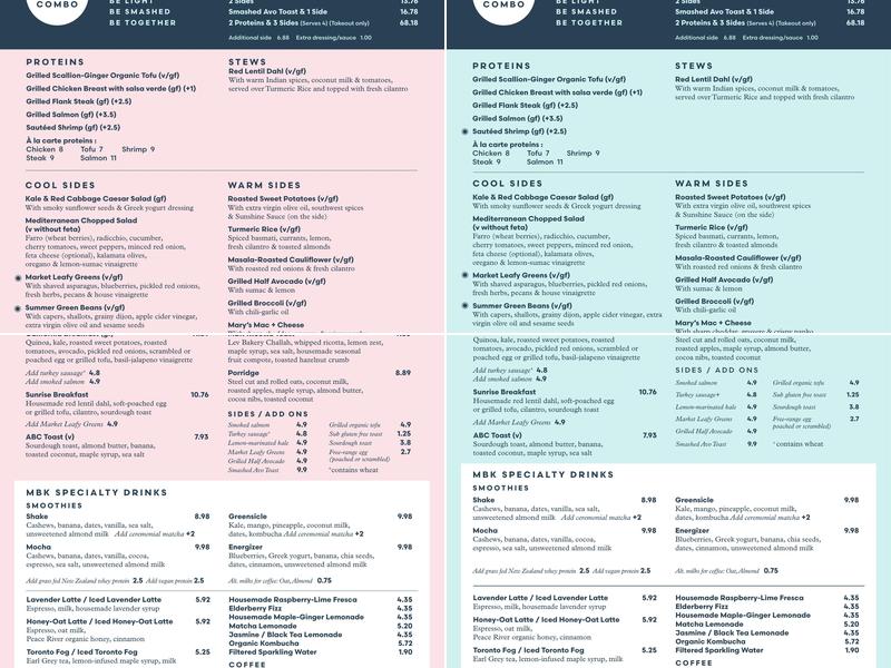 Mary Be Kitchen Menu