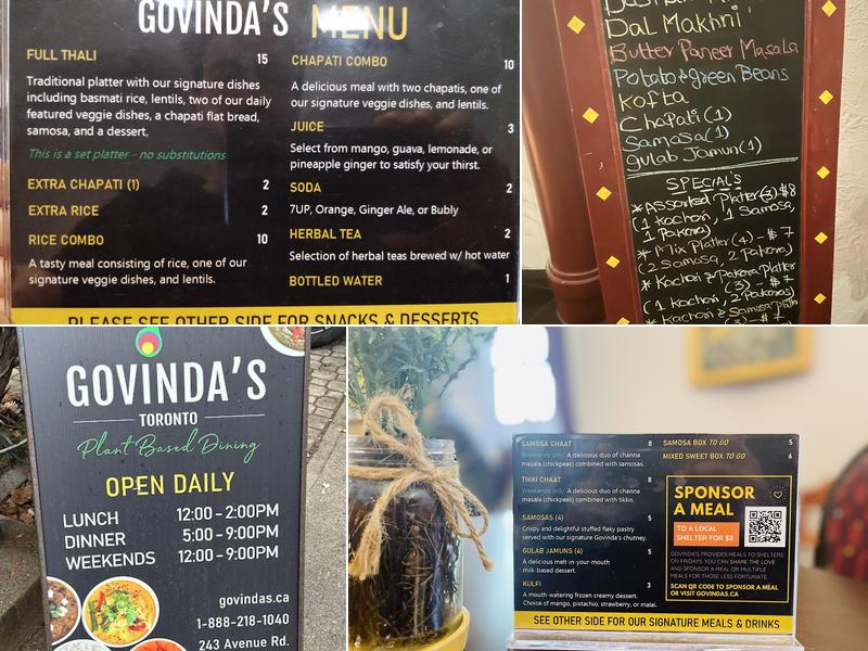 Govinda's Menu