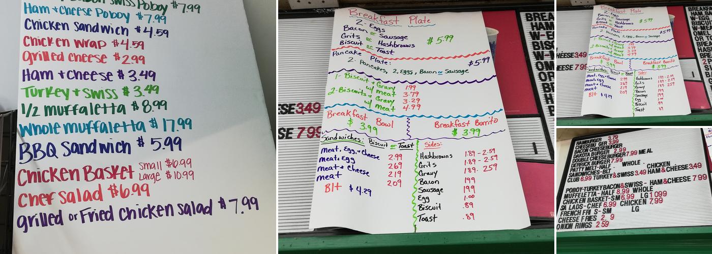 Derrick Express Menu