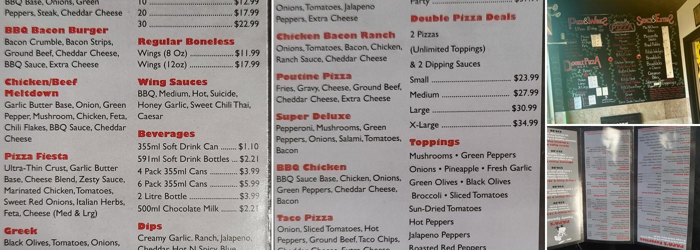 Papa's Pizza Land Menu