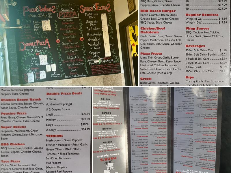 Papa's Pizza Land Menu