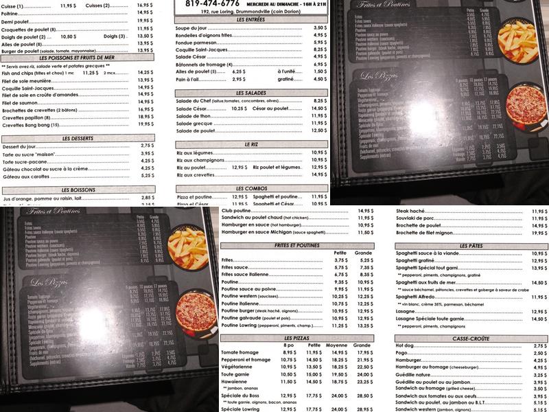 Restaurant Lowring Menu