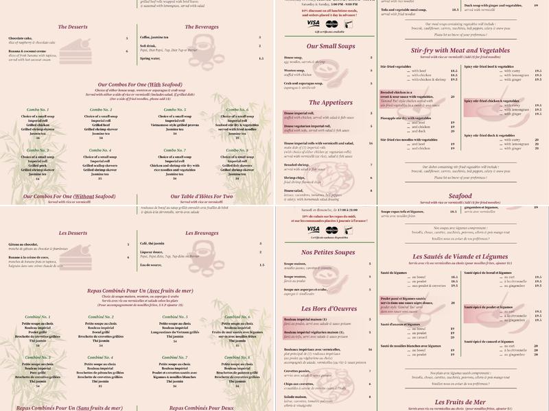 Restaurant Saigon Menu