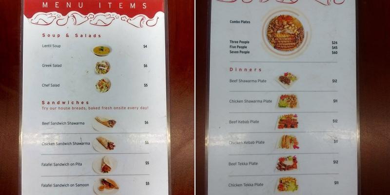 Sommer Shawarma Menu