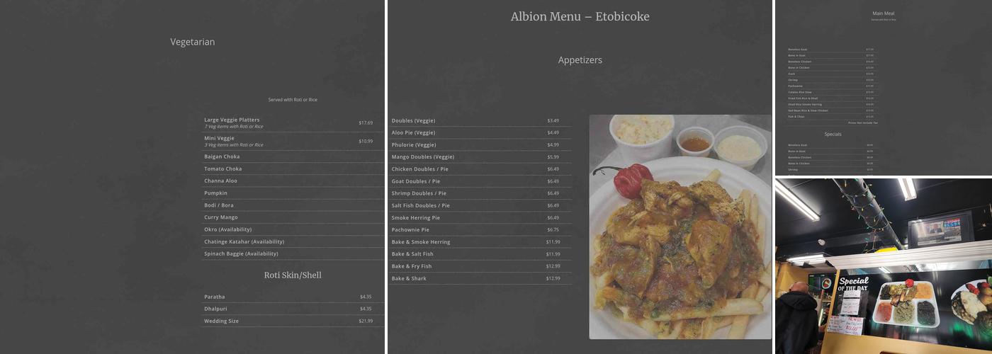 Indar's Roti & Doubles Menu