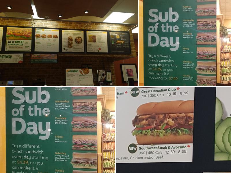 Subway Menu