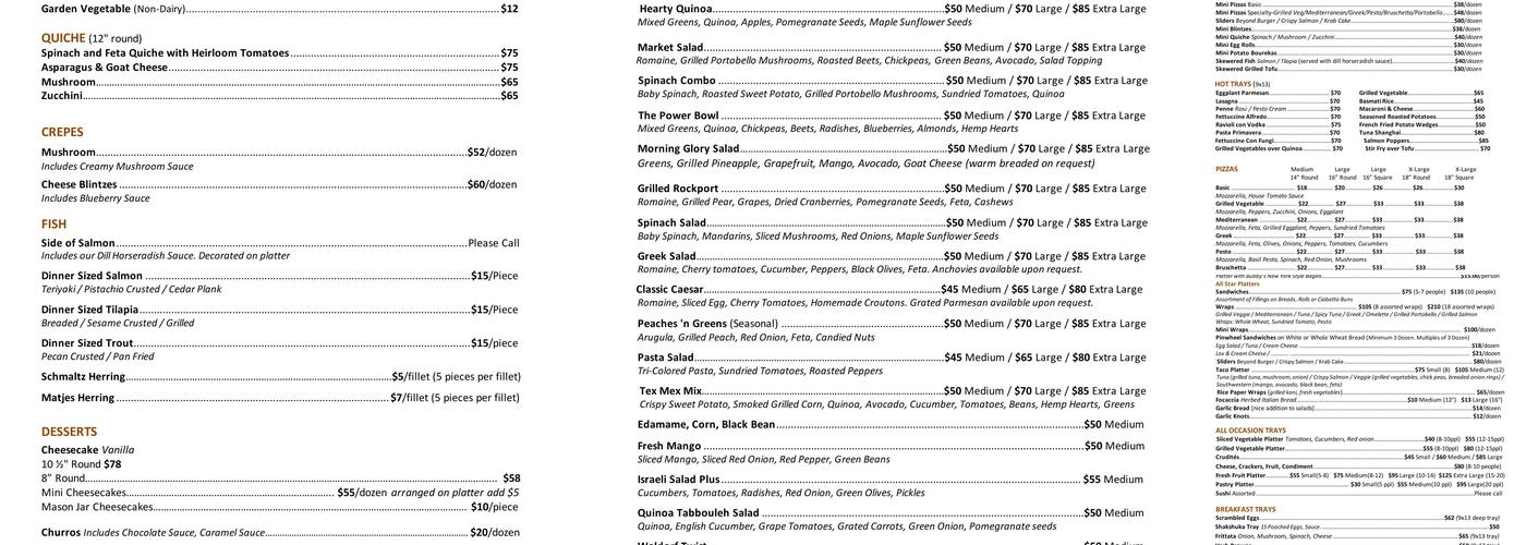 Milk ‘N Honey Menu