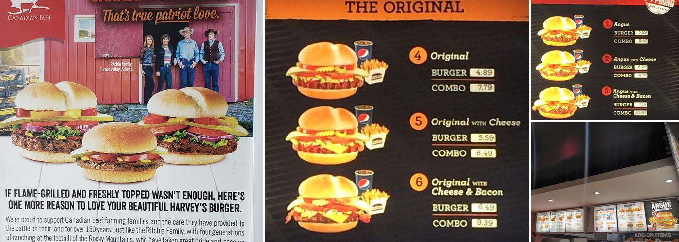 Harvey's Menu