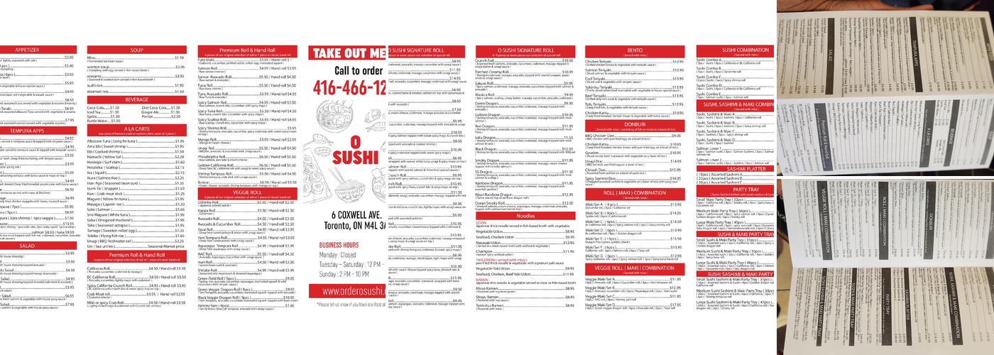 O Sushi Menu