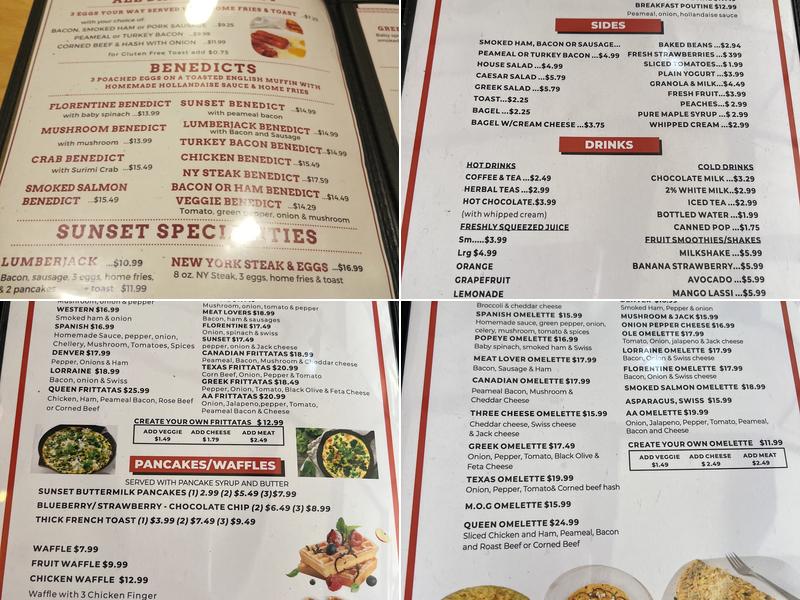 Sunset Grill Menu
