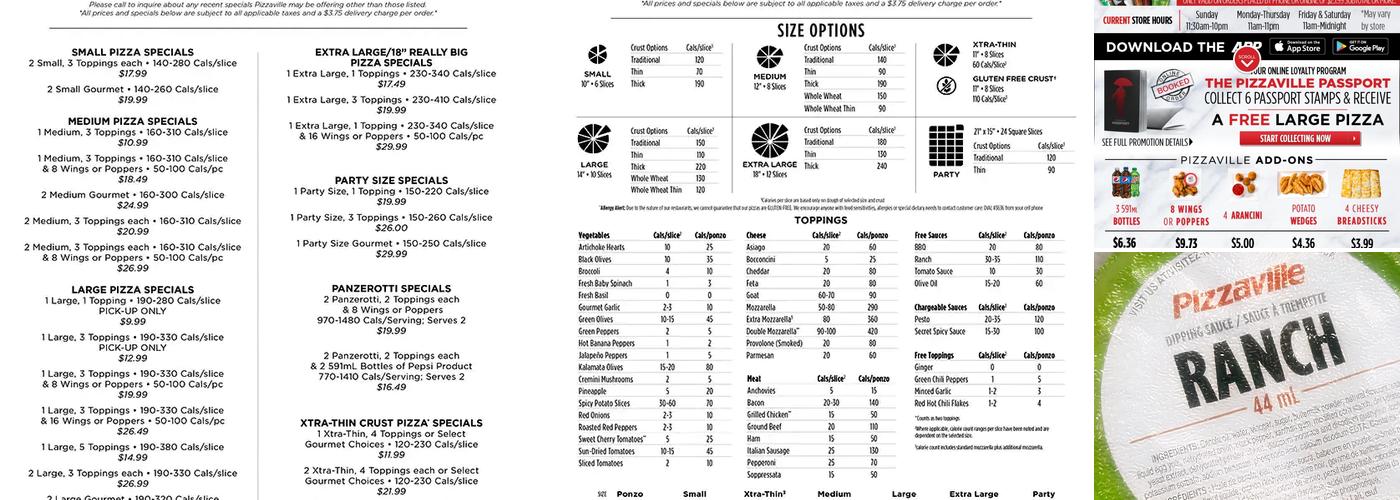 Pizzaville Menu