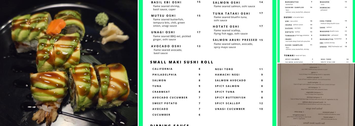sushi by k Menu