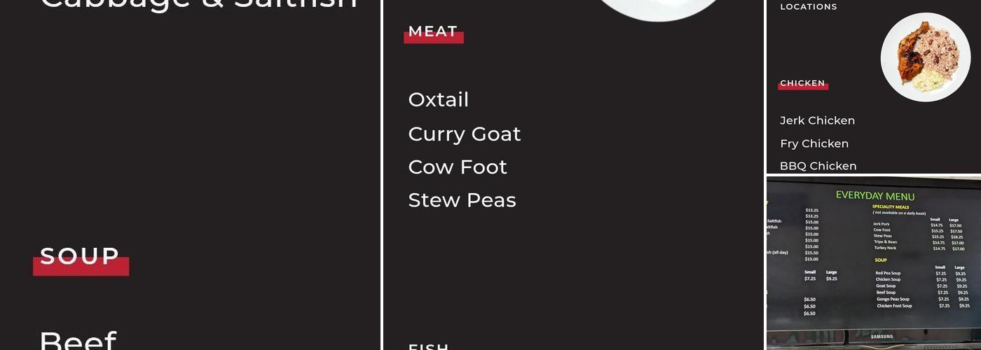 Potluck Caribbean Cuisine Menu