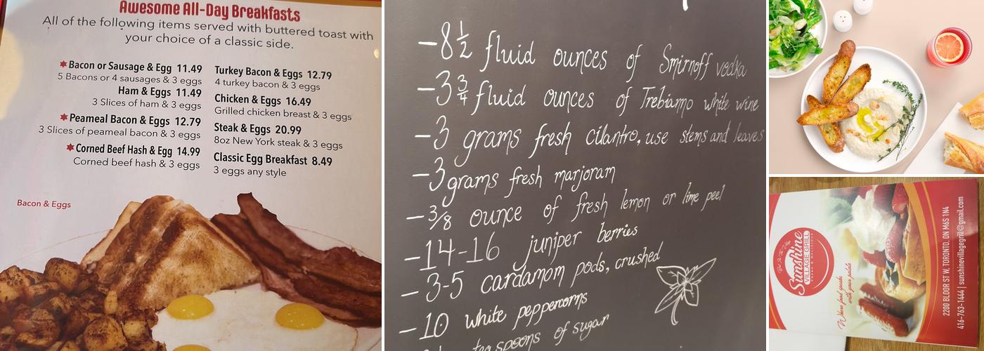 Sunshine Village Grill Menu