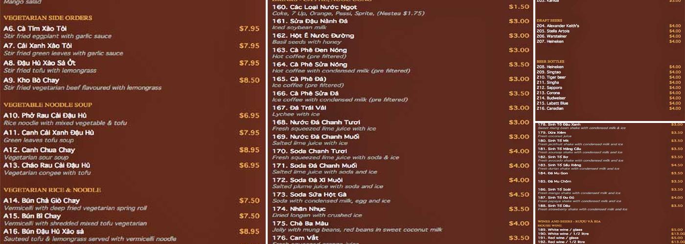 Phoenix Restaurant Menu