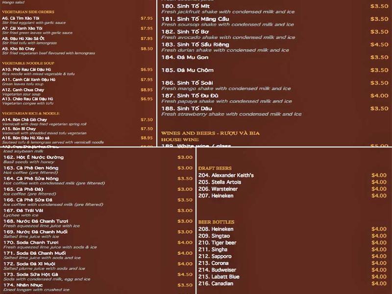 Phoenix Restaurant Menu