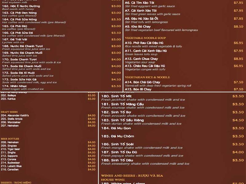 Phoenix Restaurant Menu
