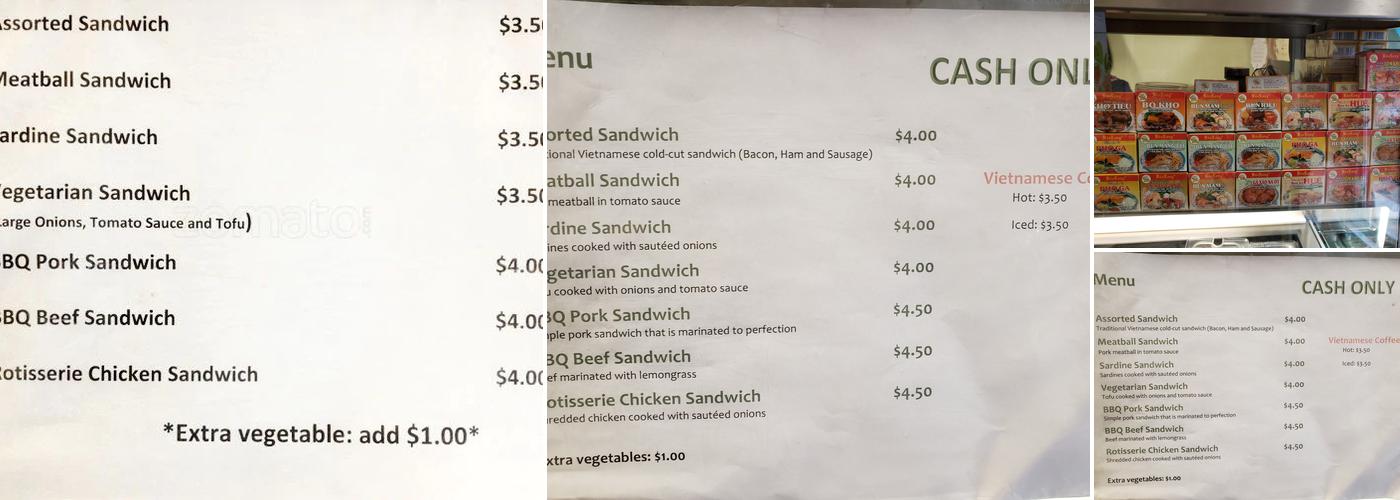Le's Sandwich Menu