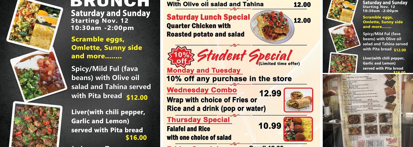 Lebanon Express college and dufferin Menu