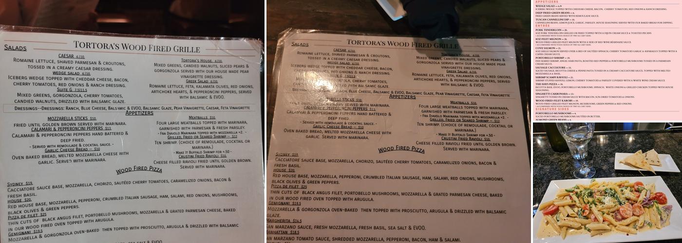 Tortora's Wood Fired Grille Menu