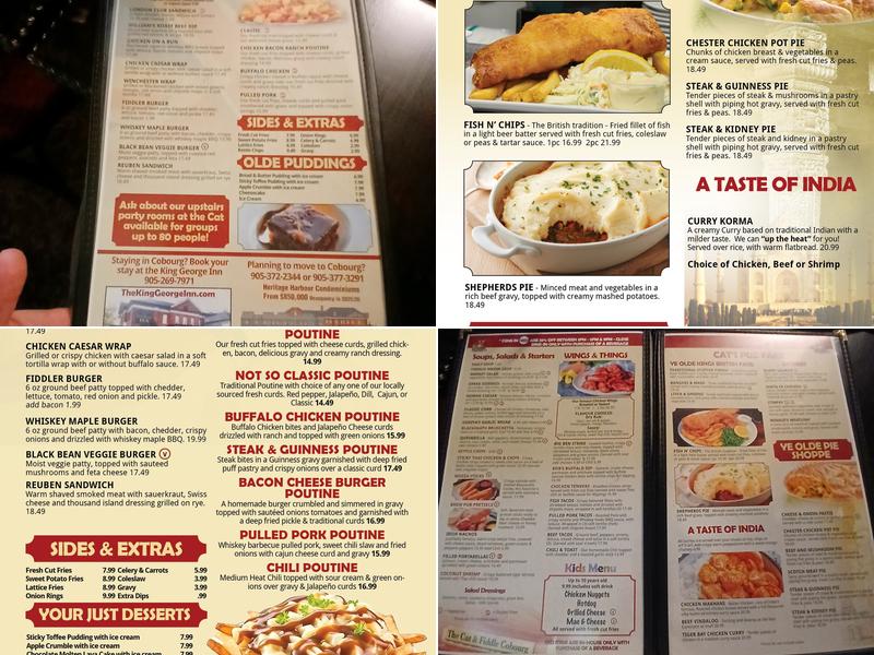 Cat and Fiddle cobourg Menu