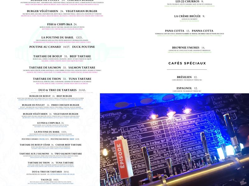 Barils Ardoises Menu