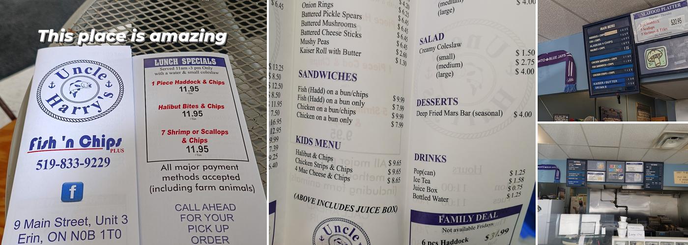 Uncle Harry's Fish And Chips Plus Menu