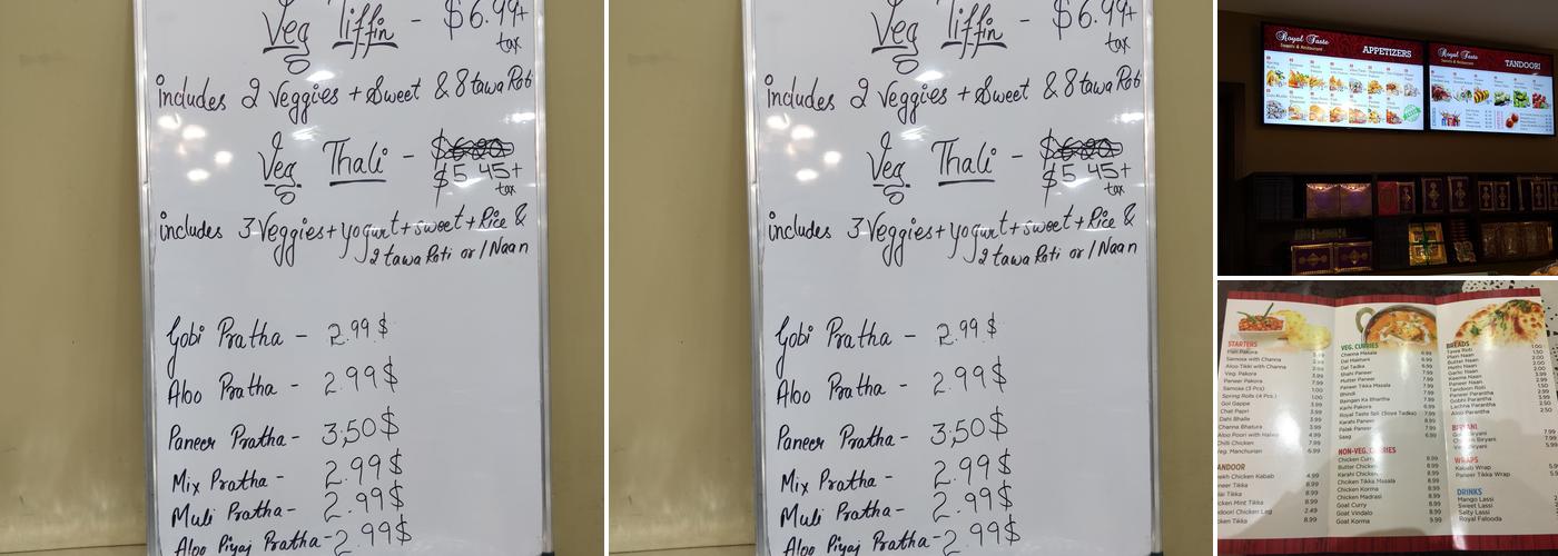 Royal Taste Sweets and Restaurant Menu